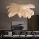 LED Pendant Light Chandelier Gorgeous Extra Large 60cm 1-Light White Ostrich Feather Bouquet Pendant Light Romantic Mounted Lighting Fixture for Restaurant Bedroom