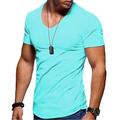 Men's T shirt Tee Tee V Neck Basic Casual Muscle Short Sleeve Dark Yellow Dark Brown Black Green Light Red White Solid Color V Neck Daily Zipper Clothing Clothes 1pc Basic Casual Muscle