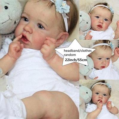 22 inch Reborn Doll Baby Toddler Toy Reborn Toddler Doll Doll Reborn Baby Doll Baby Baby Boy Baby Girl Reborn Baby Doll Saskia Newborn lifelike Gift Hand Made Non Toxic Vinyl W-05 with Clothes and