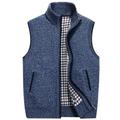 Men's Vest Daily Wear Going out Festival Business Basic Fall Winter Pocket Polyester Warm Breathable Soft Comfortable Solid Colored Zipper Standing Collar Regular Fit Azure Burgundy Light Grey Dark