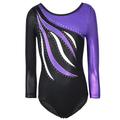 Gymnastics Leotards Women's Girls' Bodysuit Leotard Spandex High Elasticity Breathable Handmade Sparkly Long Sleeve Training Competition Dance Rhythmic Gymnastics Artistic Gymnastics Blue Purple