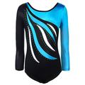 Gymnastics Leotards Women's Girls' Bodysuit Leotard Spandex High Elasticity Breathable Handmade Sparkly Long Sleeve Training Competition Dance Rhythmic Gymnastics Artistic Gymnastics Blue Purple