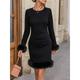 Women's Black Dress Party Dress Cocktail Dress Crew Neck Long Sleeve Mini Dress Black Pink Spring Winter