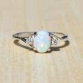 Women's Sterling Silver Rings Oval Cut Fire Opal Exquisite Jewelry Birthday Proposal Gifts Bridal Engagement Party Rings