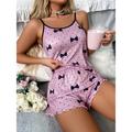 Women'S Sexy Camisole Pajama Print Alphabet Homewear Set