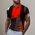 Color Block Geometry Men's Fashion Casual Polo Shirt Golf Polo Outdoor Holiday Daily Wear Pique Polo Shirt Short Sleeve Turndown Polo Shirts Red Blue Summer S M L Micro-elastic Lapel Polo