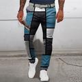 Plaid Geometry Business Men's 3D Print Pants Trousers Outdoor Street Wear to work Polyester Dark Red Blue Green S M L Mid Waist Elasticity Pants
