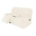 Stretch Reclining Love Seat with Middle Console Slipcover Recliner Loveseat Sofa Cover with Side Pocket(3 Armrest Cover,3 Backrest,2 Seat Cover)