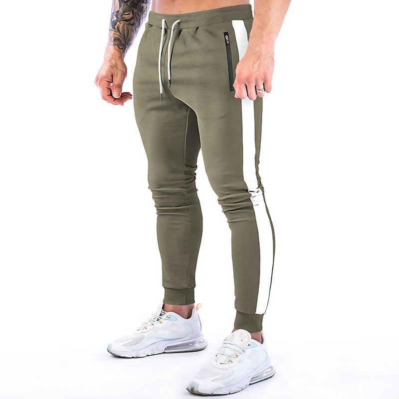 Men's Joggers Drawstring Zipper Pocket Pants / Trousers Athletic Athleisure Spring Fall Winter Cotton Soft Moisture Wicking Breathable Gym Workout Training Exercise Sportswear Activewear Stripes