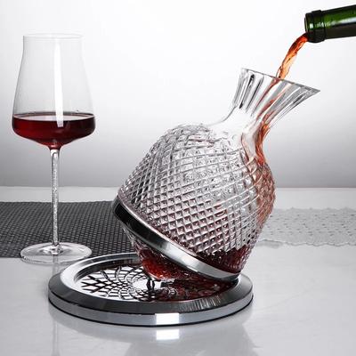 Luxury Rotating Wine Decanter Lead-Free Clear Crystal Glass Red Wine Aerator Decanter Set Elegant for Wine Lovers