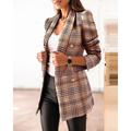 Women's Blazer Office Button Plaid Warm Fashion Regular Fit Outerwear Long Sleeve Winter Black S