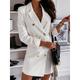 Women's Blazer Dress Double Breasted Lapel Blazer with Belt Fall Formal Party Casual Jacket Thermal Warm Windproof Stylish Contemporary Modern Jacket Long Sleeve with Pockets Black Red