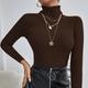 Women's Pullover Sweater Jumper Turtleneck Ribbed Knit Spandex Knitted Thin Fall Winter Daily Basic Casual Long Sleeve Solid Color caramel Black White One-Size 2XL / 3XL S / M