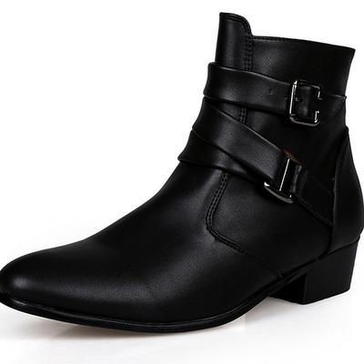 Men's White Buckle Ankle Boots - Sleek and Stylish Faux Leather Shoes for Formal Events, Parties, and Cosplay