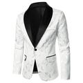 Men's Jacket Blazer Wedding Party Geometric Business Casual Shirt Collar Regular Fit White Jacket
