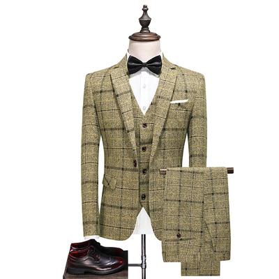 Retro Vintage Roaring 20s 1920s Three Piece Suit Suit Trousers The Great Gatsby Gentleman Gangster Men's Masquerade Wedding Wedding Guest Party / Evening Adults' Coat Pants waistcoat