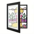 1pc Kids Art Frame Storage Supplies Magnetic Front Opening Changeable Children Artwork Picture Frame Poster 3D Drawing Paintings Schoolwork Display Paintings Organizer Box