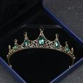 Vintage Baroque Crown New Alloy Green Diamond Small Crown Noble and Elegant Birthday Princess Crystal Headwear