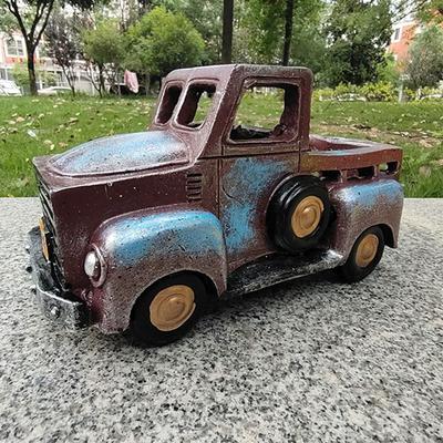 Retro Car Flower Pot Succulent Planter Retro Resin Craft Ornament for Home Garden Yard Decoration