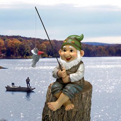 Mini Garden Gnome Statue Ziggy the Fishing Dwarf Elf Figurines Front Porch Outdoor Ornaments Villa Home Decor Modern Art Crafts