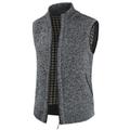 Men's Sweater Vest Zip Sweater Sweater Jacket Fleece Sweater Knit Vintage Style Retro Solid Colored Stand Collar Vintage Style Sweaters Daily Clothing Apparel Spring Fall Wine Blue M L XL