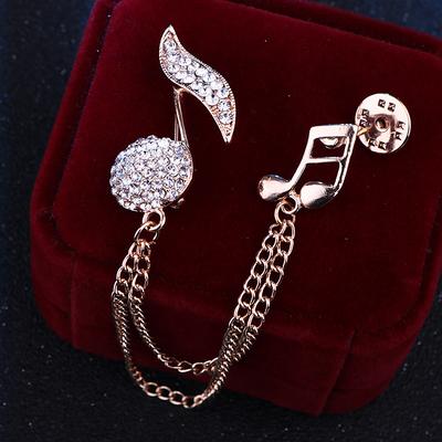 Men's Crystal Brooches Spiga Creative Music Notes Vertical / Gold bar Luxury Basic Fashion Classic Rock Rhinestone Brooch Jewelry Silver Gold For Party Wedding Daily Work Club