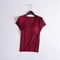 Women's T shirt Tee BurgundyTee Modal Plain Solid Colored Home Casual Daily Wine Red Taro purple Original white Short Sleeve Basic Round Neck