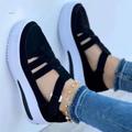 Women's Sneakers Plus Size Platform Sneakers Slip-on Sneakers Outdoor Daily Solid Color Summer Hollow Out Platform Wedge Heel Round Toe Vintage Casual Minimalism Walking Patent Leather Magic Tape