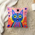 Cat Cartoon Double Side Cushion Cover 1PC Soft Decorative Square Throw Pillow Cover Cushion Case Pillowcase for Bedroom Livingroom Superior Quality Indoor Cushion for Sofa Couch Bed Chair