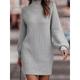 Women's Sweater Dress Jumper Dress Casual Dress Mini Dress Knitwear Active Fashion Daily Date Vacation Going out Turtleneck Long Sleeve Ribbed 2023 Loose Fit Black White Wine S M L XL