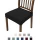 2 Pcs Dining Chair Seat Cover Stretch Chair Slipcover Black Soft Plain Solid Color Durable Washable Furniture Protector For Dining Room Party