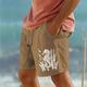 Men's Cotton Shorts Summer Shorts Beach Shorts Print Drawstring Elastic Waist Animal Ocean Comfort Breathable Short Outdoor Holiday Going out Cotton Blend Hawaiian Casual White Army Green