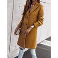 Women's Winter Coat Long Overcoat Fall Stand Collar Trench Coat Warm Windproof Pea Coat with Pockets Formal Stylish Casual Street Jacket Long Sleeve Black White Khaki