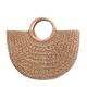 Women's Hand Woven Straw Large Beach Bag Round Handle Ring Tote Retro Summer Beach Rattan Bag