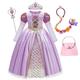 Rapunzel Fairytale Princess Sofia Flower Girl Dress Theme Party Costume Girls' Movie Cosplay Halloween With Accessories Dress Accessory Set Halloween Carnival Masquerade World Book Day Costumes