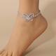 Ankle Bracelet Elegant Sweet Women's Body Jewelry For Wedding Party Evening Tennis Chain Rhinestone Alloy Butterfly Silver Gold 1 PC