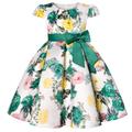 Kids Girls' Dress Floral Dress Floral Flower Short Sleeve Wedding Party Outdoor Vacation Fashion Cute Polyester Knee-length Party Dress Swing Dress Skater Dress Summer Spring 3-10 Years White Yellow