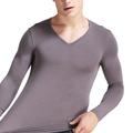 Men's Thermal Underwear Sleepwear Thermal Shirt Pure Color Basic Fashion Comfort Home Spandex Comfort Warm V Wire Long Sleeve Winter Fall Black Royal Blue