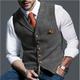 Men's Retro Vintage Vest Herringbone Tailored Fit Notch Single Breasted More-button Light Green Blue Dark Green 2023