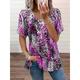 Women's T shirt Tee Leopard Casual Red Blue Purple Print Short Sleeve Fashion V Neck Regular Fit Summer