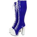 Women's Boots Plus Size Heel Boots Party Daily Leopard Mid Calf Boots Winter Zipper Block Heel Round Toe Sexy Patent Leather Zipper White / Purple Black Red