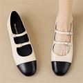 Women's Flats Ballerina Plus Size Soft Shoes Wedding Party Office Wedding Flats Buckle Flat Heel Round Toe Closed Toe Vintage Fashion Classic Faux Leather Loafer Almond Black Silver