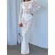 Women's White Dress Lace Dress Casual Dress Long Dress Maxi Dress Lace Patchwork Date Vacation Streetwear Maxi Round Neck Long Sleeve Black White Color