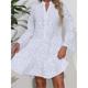 Women's Mini Dress White Dress Lace Dress Casual Dress Summer Dress Streetwear Basic Street Date Loose Fit Long Sleeve Split Neck White Summer