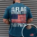 If This Flag Offends You 'Ll Help Pack Vintage Mens 3D Shirt Green Summer Cotton Graphic Prints Patriotic National Drak Gray Black White Tee Men'S Blend Basic Short