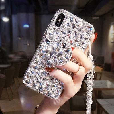 Phone Case For Samsung Galaxy S23 S22 S21 Ultra Plus A34 A54 S20 Back Cover with Stand Holder Bling Rhinestone Glitter Shine Acrylic