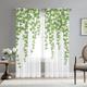 Floral Sheer Curtain Panels Grommet/Eyelet Curtain Drapes For Living Room Bedroom, Farmhouse Curtain for Kitchen Balcony Door Window Treatments Room Darkening