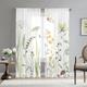 Floral Sheer Curtain Panels Grommet/Eyelet Curtain Drapes For Living Room Bedroom, Farmhouse Curtain for Kitchen Balcony Door Window Treatments Room Darkening