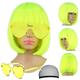 Short Bob Hair Wigs Straight with Flat Bangs Synthetic Colorful Cosplay Daily Party Neon Wig for Women (Only Wigs)