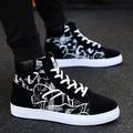 Men's Sneakers Gladiator Skate Shoes Walking Business Chinoiserie Daily Leather Mid-Calf Boots Lace-up White Red Blue Color Block Fall Winter